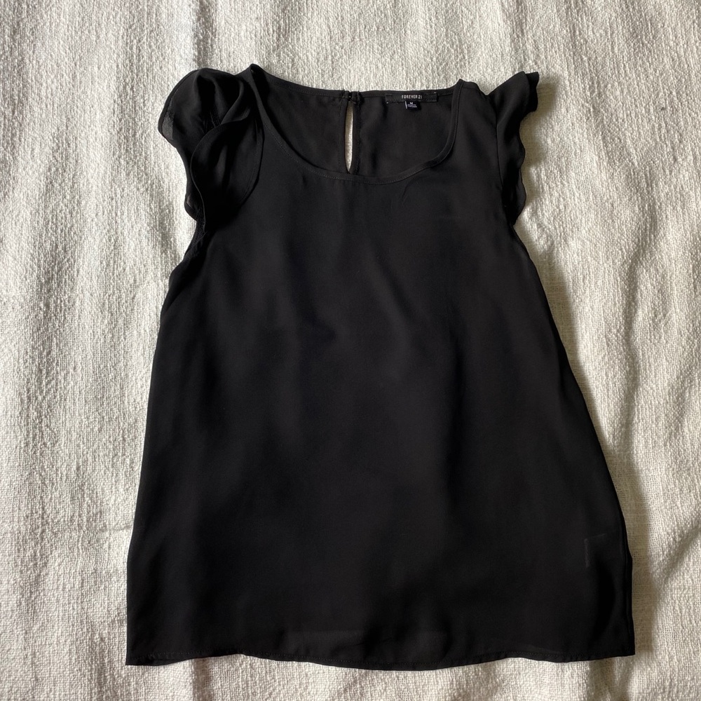 NWOT. Forever 21 black flutter sleeve blouse.